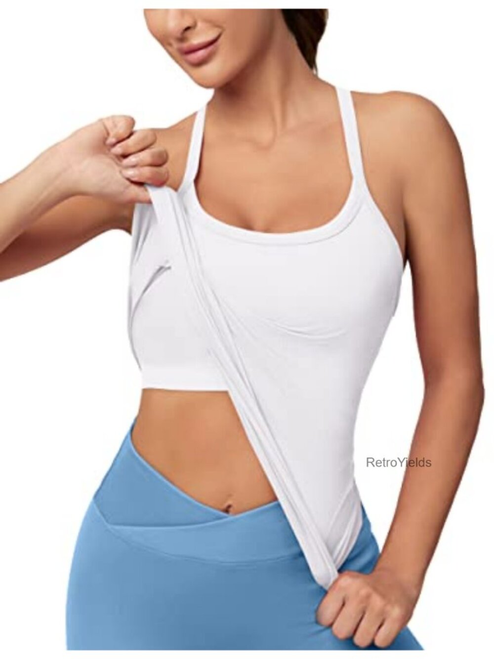 Seamless Racerback Tank Top Built-in Bra Removable Pads Slim Fit Workout Yoga